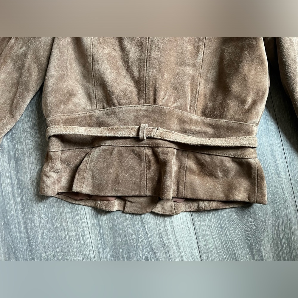 Vtg Wilsons leather suede puff sleeve peplum coat. 80s with a 40s vibe. Size 10 - Picture 8 of 14